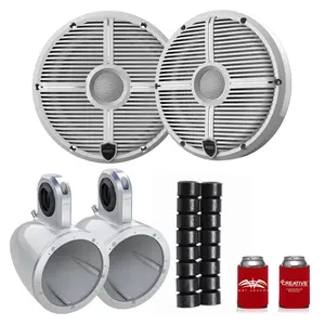 Wet Sounds RECON 6-XWW 6.5" White Grill Marine Speakers with Kicker 12KMTESW and KMTAP