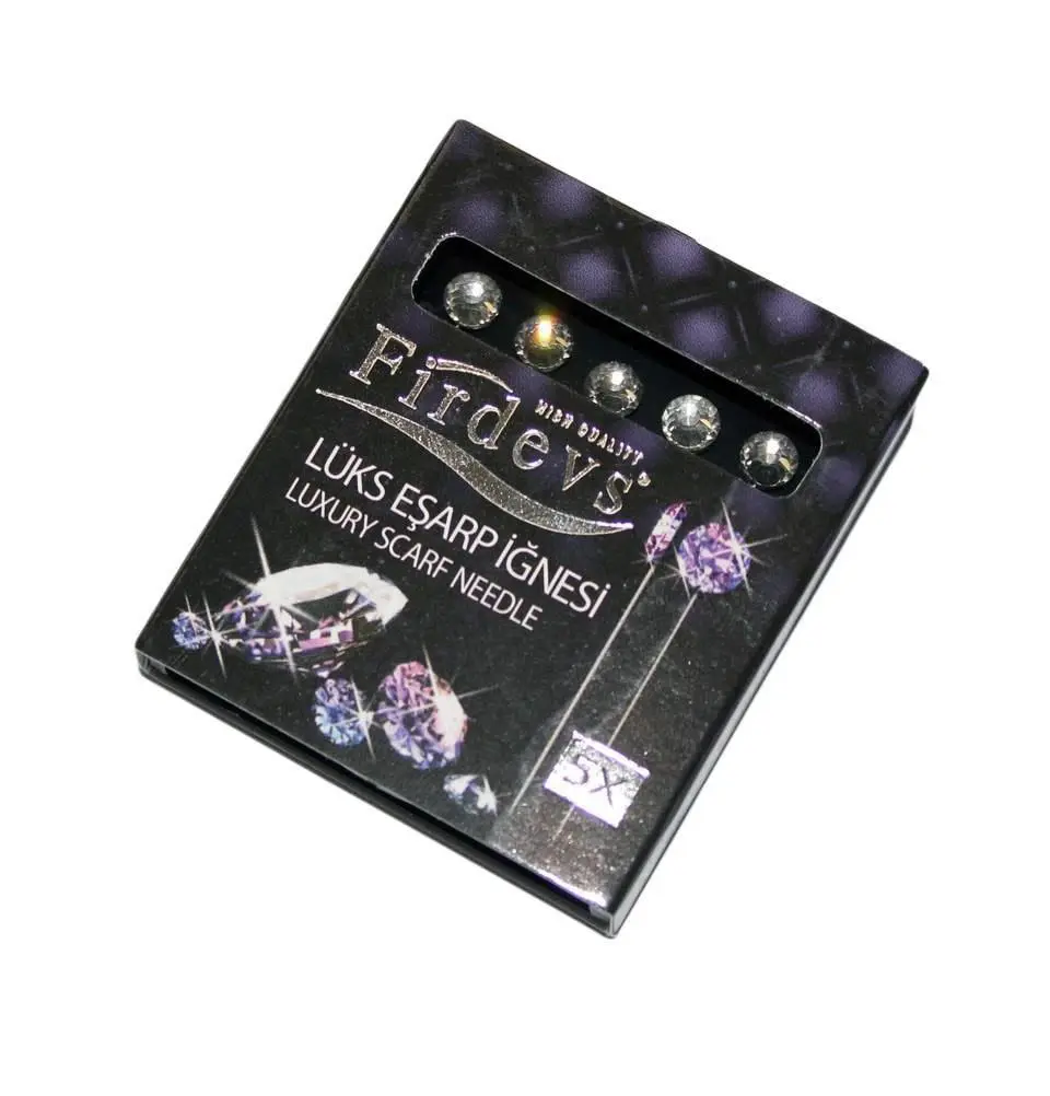 Firdevs Rhinestone Jewel Luxury Hijab Pins Set of 5 - White Crystal