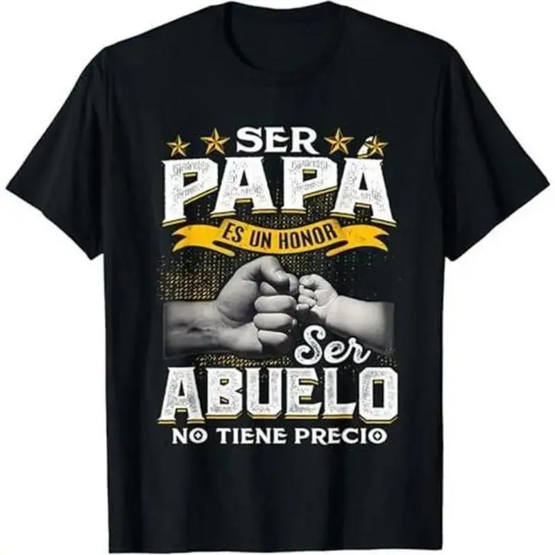 Men's Fun Graphic Grandpa T-Shirt - Oversized Relaxed-Fit Breathable Casual Cotton Top, Spanish "Papa Es Un Honor Ser Abuelo No Tiene Precio" Grandfather Gift