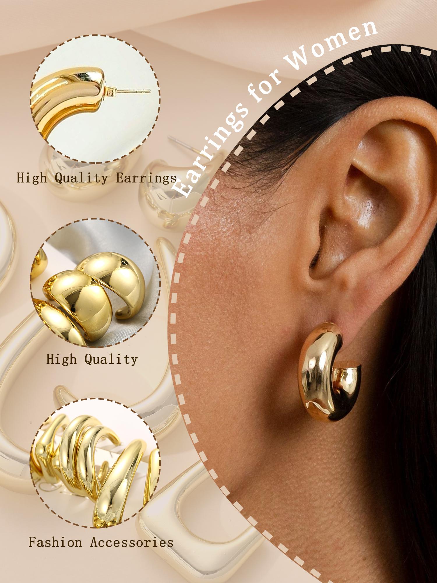 17KM 20 pcs Gold Hoop Earrings Set for Women Multipack, Hypoallergenic Chunky Chain Twisted Hoop Earrings Pack, Fashion Dangle Earrings Jewelry for Gift