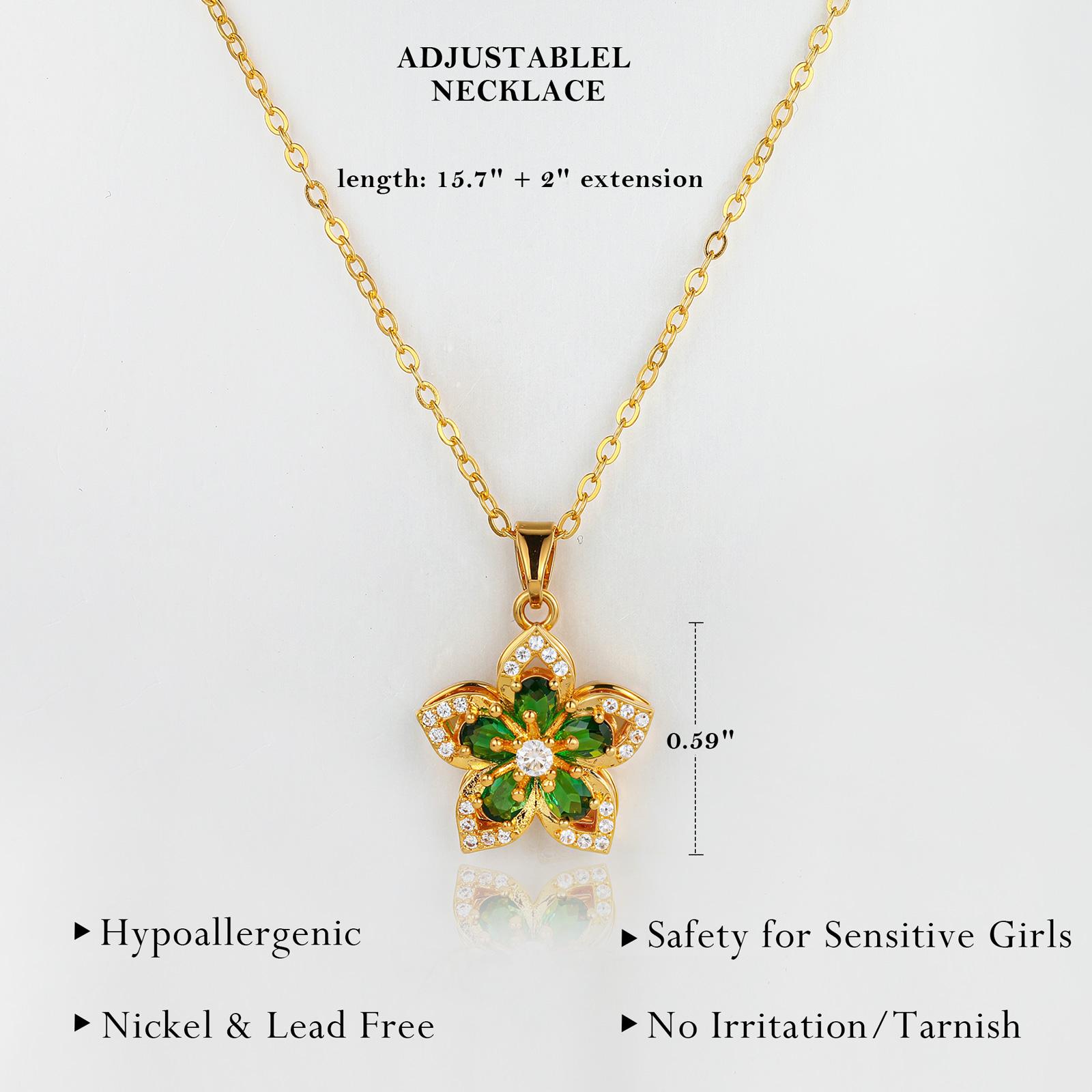 Rotatable Flower Pendant Necklace for Women, Summer Rhinestone Charm, Perfect for Daily Wear & Parties