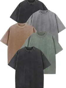 JIM Fitness 3/4/5 Pack Men Oversized Heavy Cotton Acid Wash T-Shirt Vintage Loose Fit Gym Workout Tee