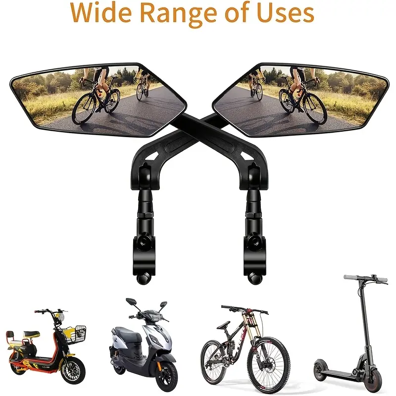 2-Piece Universal Fit Rearview Mirrors for Bikes & Motorcycle Accessories, Easy Installation, Clear Vision, 360° Fully Adjustable, Enhances Riding Safety