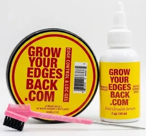 Growth Oil & Edge Control Bundle (Free Brush) - Alcohol Free Repair Serum for Thinning Hair, 4C Edges, Strong Hold Gel, No Flakes, Non-Greasy. Thicker Hairline Daily Routine. Haircare Smooth Gentle Nourishing Organic