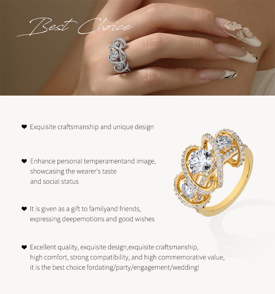 ATTAGEMS Classic D Color Round Cut 1ct Lab-Created Moissanite Ring for Women 18k Gold Plated Perfect Birthday Gift for Her Wedding Jewelry R327 SpringStatements