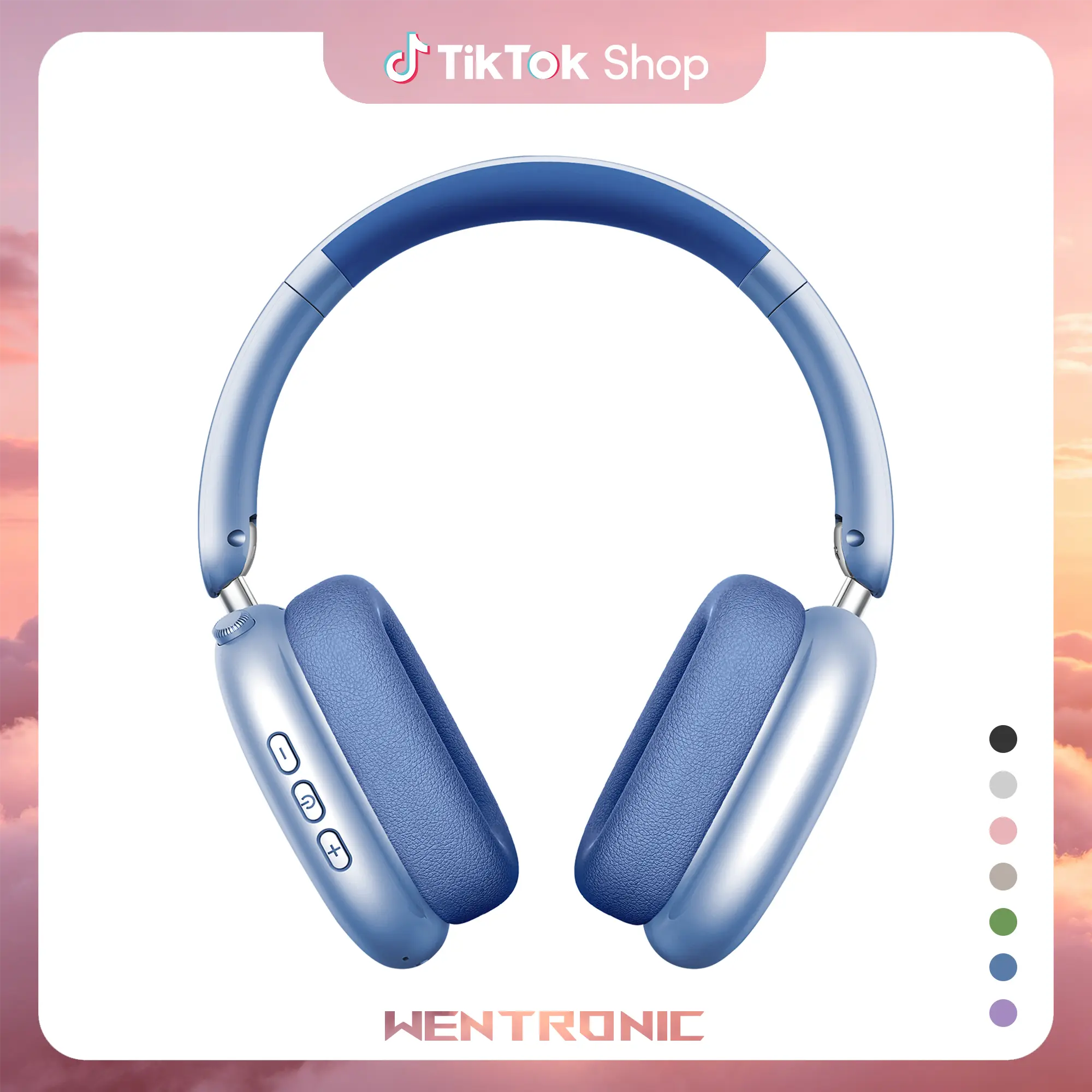 WENTRONIC Y01 Over-Ear Wireless Headphones - Hybrid Active Noise Cancellation, 3.5mm Jack, Memory Function, 48H Playtime, Hi-Res Audio, Foldable, Memory Foam Earpads, Built-in Mic, iOS/Android Compatible (Ideal for Long Flights)