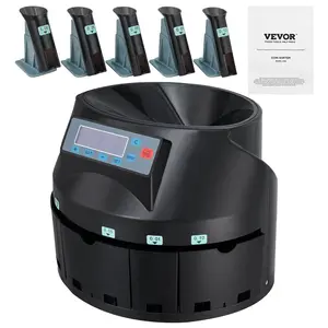 USD Coin Sorter Coin Counter Wrapper and Roller 300 Coins/min LCD Display