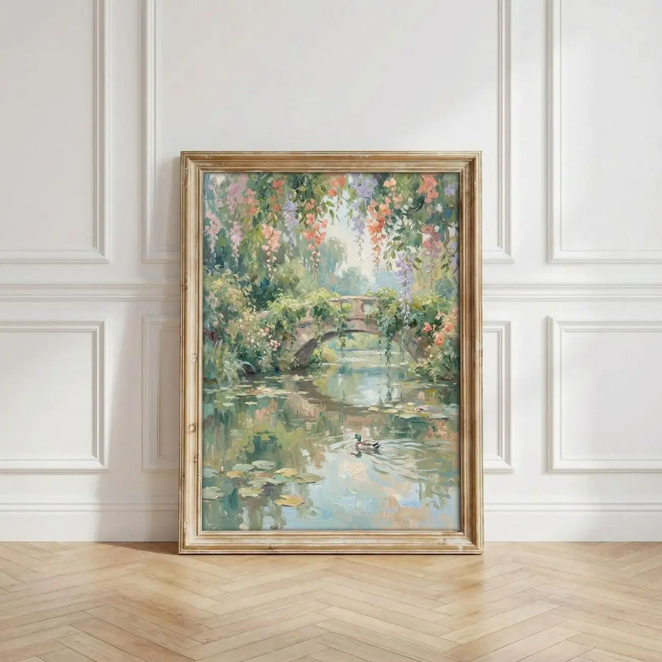 Vintage Water Lily Wall Art, Impressionist Floral Print, French Country Cottagecore Decor 0