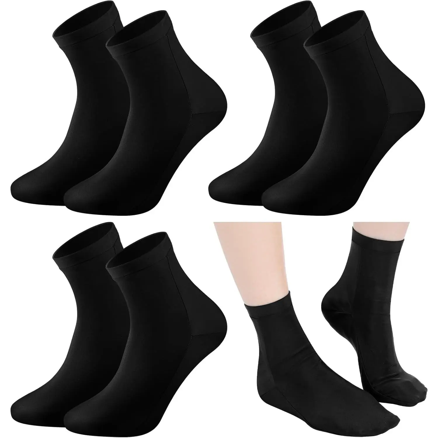 4 Pairs Nylon Diving Socks, Wetsuit Dive Fin Boot Socks for Swimming Snorkeling Surfing and Water Sports