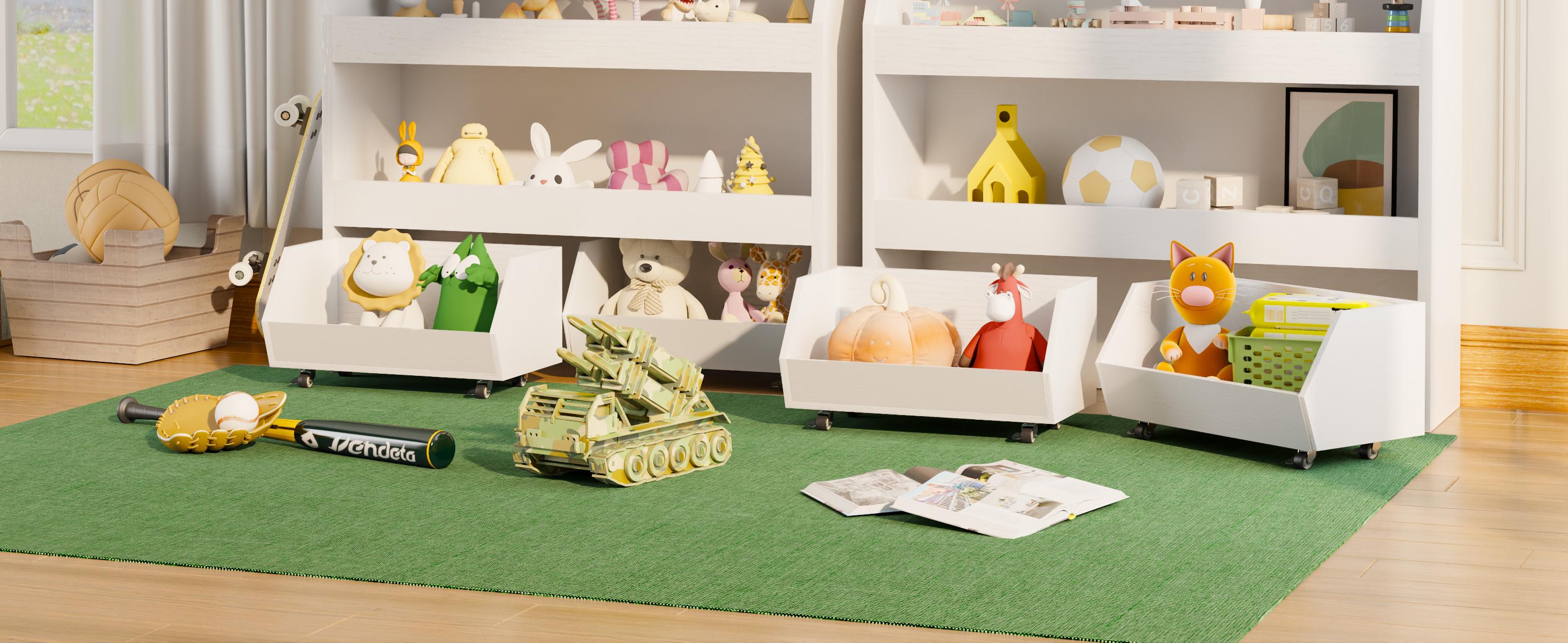 COZPAW Toy Storage Organizer, 2/3 Tier Montessori Shelf with Movable Bins, Toy Organizers Book Shelf for Kids Room, Playroom, Nursery