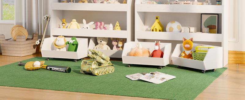 3-Tier Rolling Toy Storage Cabinet for Kids - Multiple Versatile Storage for Toys, Pet Items, and Snacks with Wheels, Modern White Design