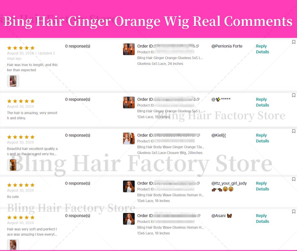 Bling Hair Body Wave 28 30Inch Reddish Brown Lace Front Wig Human Hair Wigs For Women Brazilian 13X4 13x6 Burnt Orange Transparent Lace Frontal Human Hair Wig 180Density TikTokShopBlackFriday