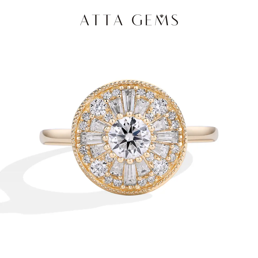 Women's Elegant Engagement Bridal Ring - 1.54CT Luxury D Color Lab-Created Moissanite Cluster Band, Elegant Fashion Rings for Adults Female, Fine Jewelry Accessories for Women, Guangzhou Yueshang Jewelry Co., Ltd R247