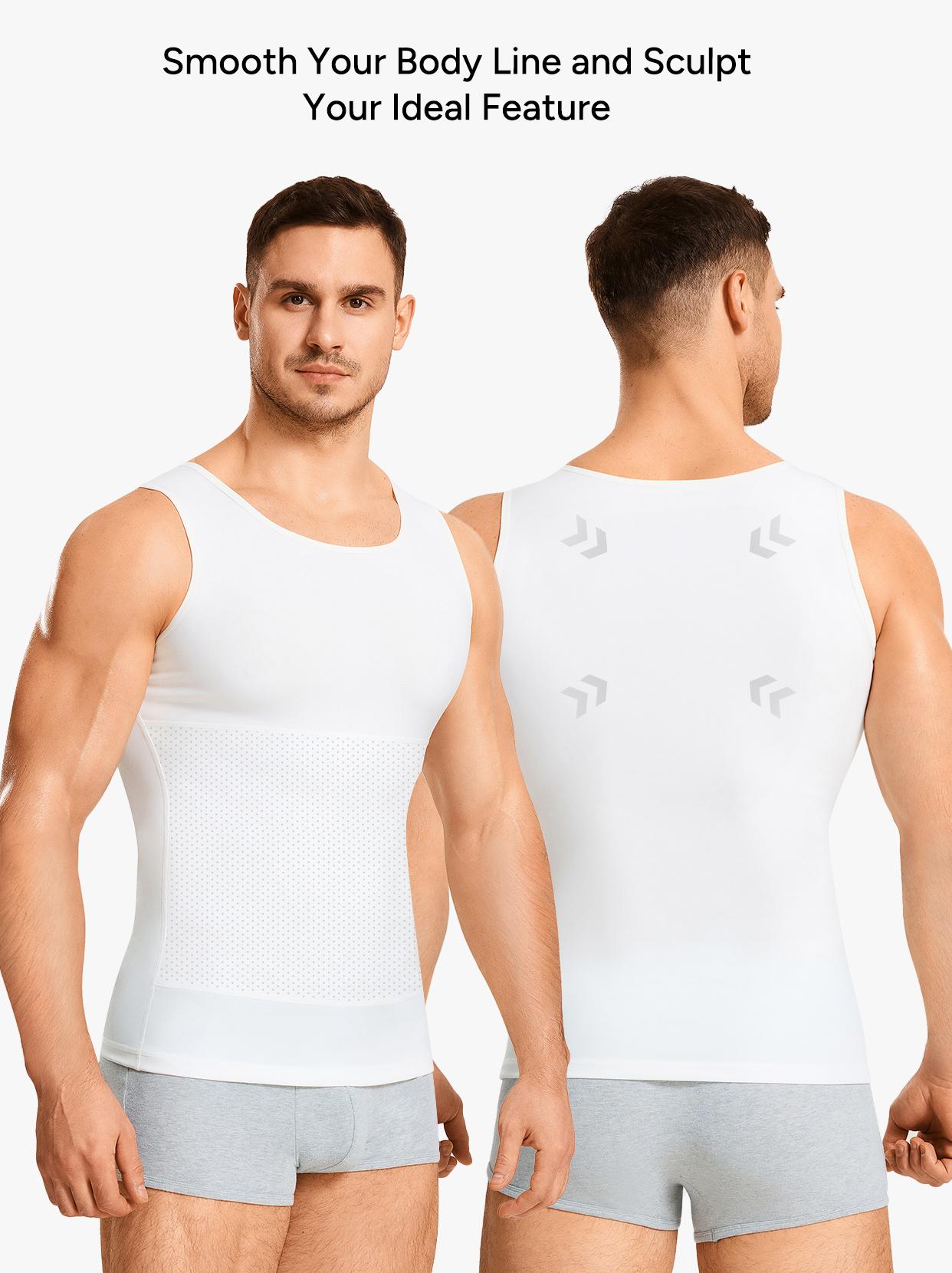 【Nebility】 Men’s Silky Soft Compression Shapewear Tank, Slimming Body Shaper Vest with Waist & Chest Support, Stretchy, Odor-Resistant, Breathable Muscle Tank for Daily Comfort, Menswear, Tanktop SpringStatements