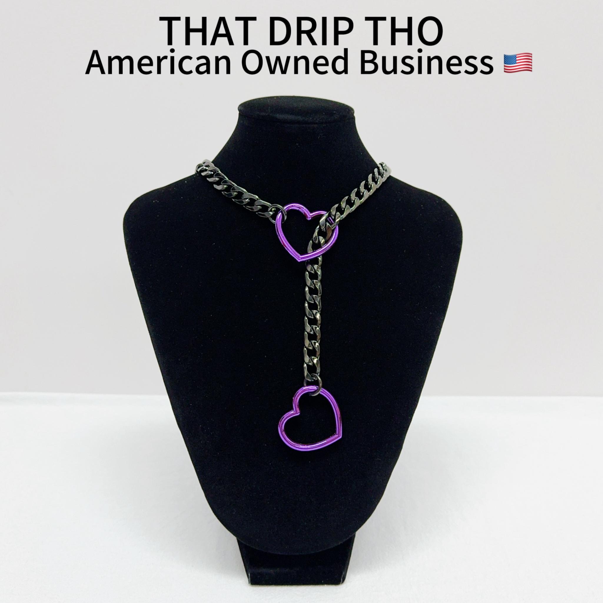 ThatDripTho Slip Chain with Heart O-Ring, Punk Style Necklace, Adjustable Daily Wear Chain for Women & Men, Exquisite Jewelry Gift for Date, Anniversary, Birthday, Christmas, Party