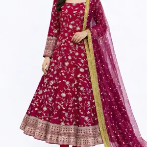 Party Wear Anarkali Dress with Heavy Embroidery and Chudi Pant for Women Formal & Elegant Clothing - Soft