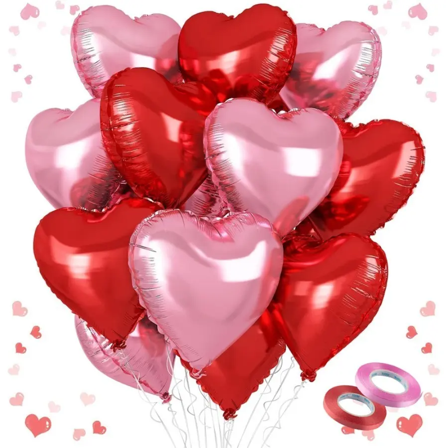 Valentine's Day DIY Balloon Decoration Set, Heart Foil Balloons, Heart Shaped Balloons, Perfect for Birthday Parties, Weddings, Home Decor and Christmas, Party Balloons Decorations