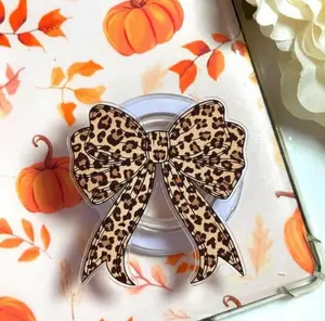 Coquette Bow Leopard Magsafe Phone Grip Detachable Magnetic Kickstand, Chic Valentine Gift Idea For Leopard Print Lovers, Phone Holder
