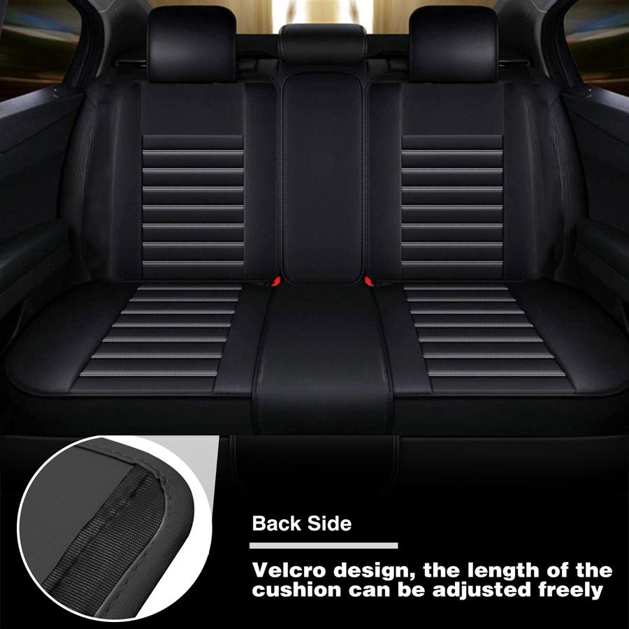 Premium Napa PU Leather Car Front Rear Seat Cover Full Set 5 Seat Protector Mat Breathable Cushion Pad Set Universal ,Full Surround Design with Storage Bag, with 2pcs Head Pillow and 2pcs Waist Pillow - Valentine's Day Gift For Lover