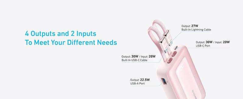 Anker Zolo Power Bank, 20,000mAh and  10,000mAh 30W Max Fast Charging with Built-In USB-C and MFi-Certified Lightning Cables, For iPhone 15 Series, MacBook, and More