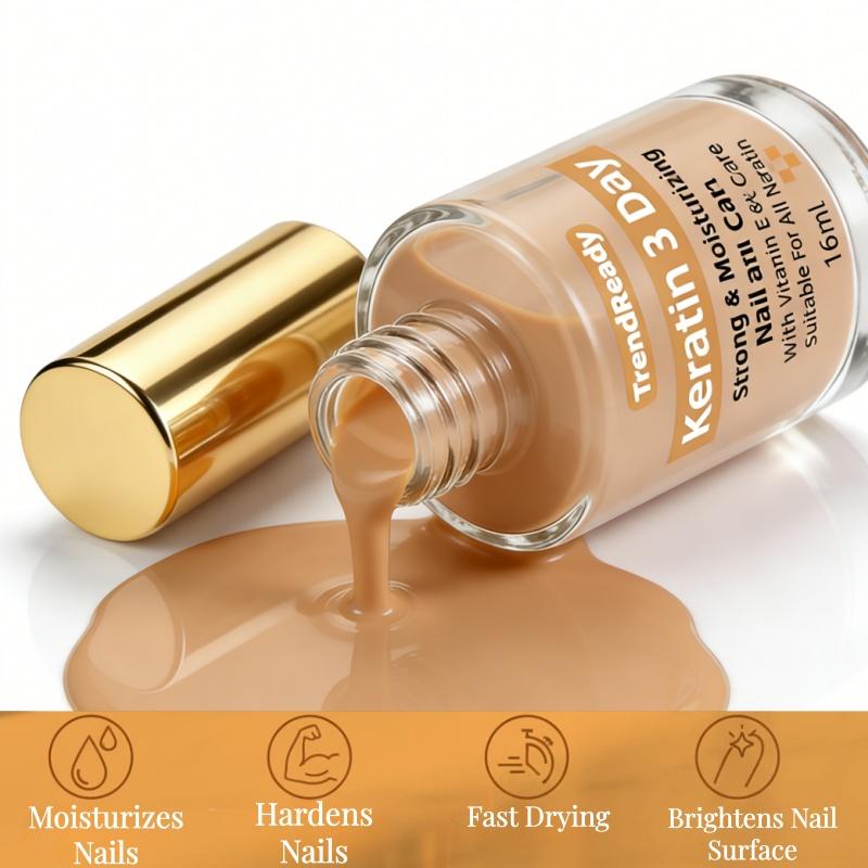 2PCS Nail Strengthener for Weak, Splitting, Breaking Nails - Fast Dry Keratin & Natural Protein Hardener, 4-in-1 Nail Polish Care Oil, Alcohol-Free Formula for Instant & 3-Day Nail, Manicure for Hands & Fingers