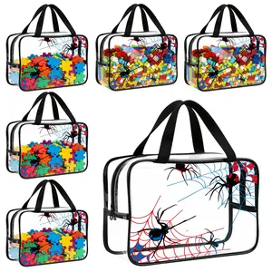 GISGFIM 6 Packs Spider Wed Large Black Storage Gift School Bags 12×8.7×4 Inch Spider Party Reusable Clear PVC Toy Bag Board Game Storage with Zipper Travel Game Organizer for Building Blocks Puzzles Pieces Kids Books Bag