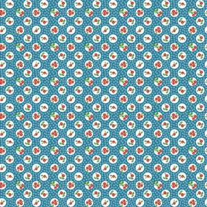 Fabric Poppie Cotton Blue Pocket Posies Flower Market by the Quarter Yard FM25418