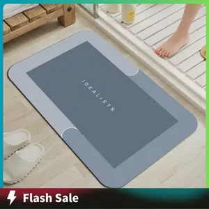Idealists super absorbent diatomaceous earth bath mat (thickness 0.118 inches,Dimensions: 19.68in x 31.5in), fast drying, anti slip, soft and comfortable, bathroom shower, laundry room, bedroom, living room, doorstep, kitchen, RV
