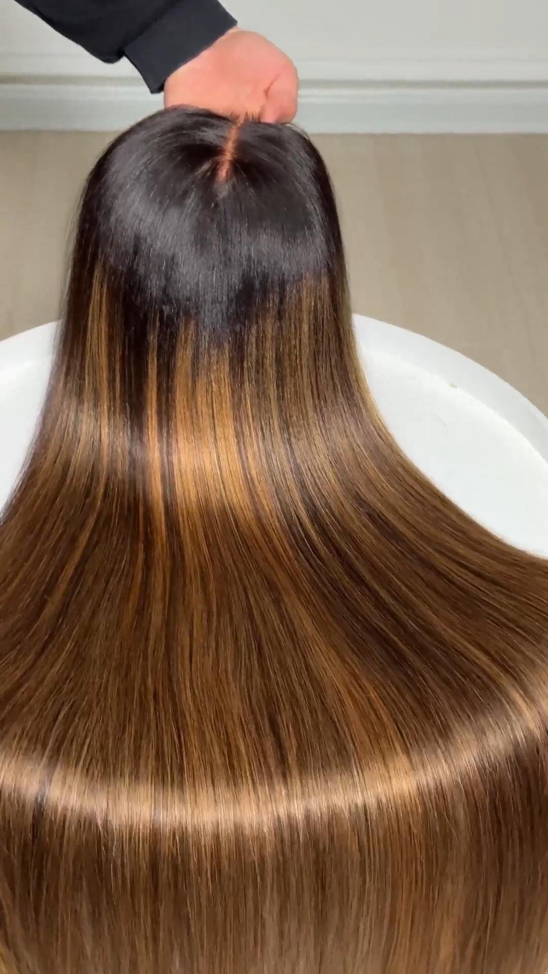 UNice Glueless Balayage Highlights Yaki Straight Wig with Drawstring Pre Cut 13x4 HD Lace Frontal Human Hair with Invisible Knots Pre Everything for Beginners Friendly SpringStatements