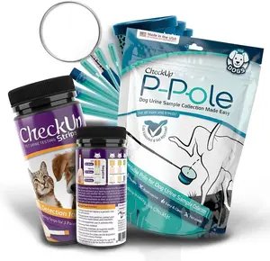 CheckUp P-Pole & UTI Test Strips Bundle for Dogs - Easy Home Urine Collection Tool with 50 Strips for pH Leukocytes & Nitrite Testing