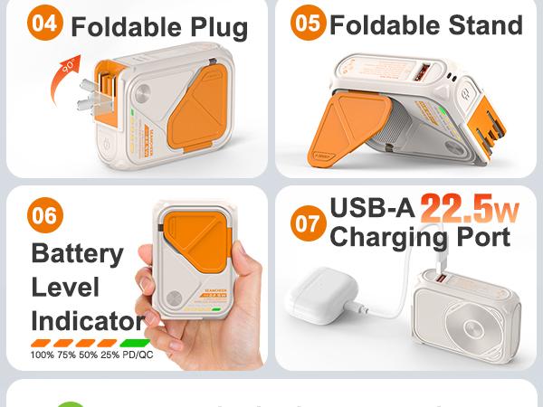 SEANCHEER P05 Portable Charger, Magnetic Power Bank, Small Wireless PowerBank, Battery Pack 10000mAh-20000mAh Travel Essentials Fast Charging With Built in Cable, Foldable Wall Plug for iPhone,Samsung,Andriod Folding Chargeable Smartphone power bank SEANCHEER P05 Portable Charger, Magnetic Power Bank, Small Wireless PowerBank, Battery Pack 10000mAh-20000mAh Travel Essentials Fast Charging With Built in Cable, Foldable Wall Plug for iPhone,Samsung,Andriod Folding Chargeable Smartphone power bank