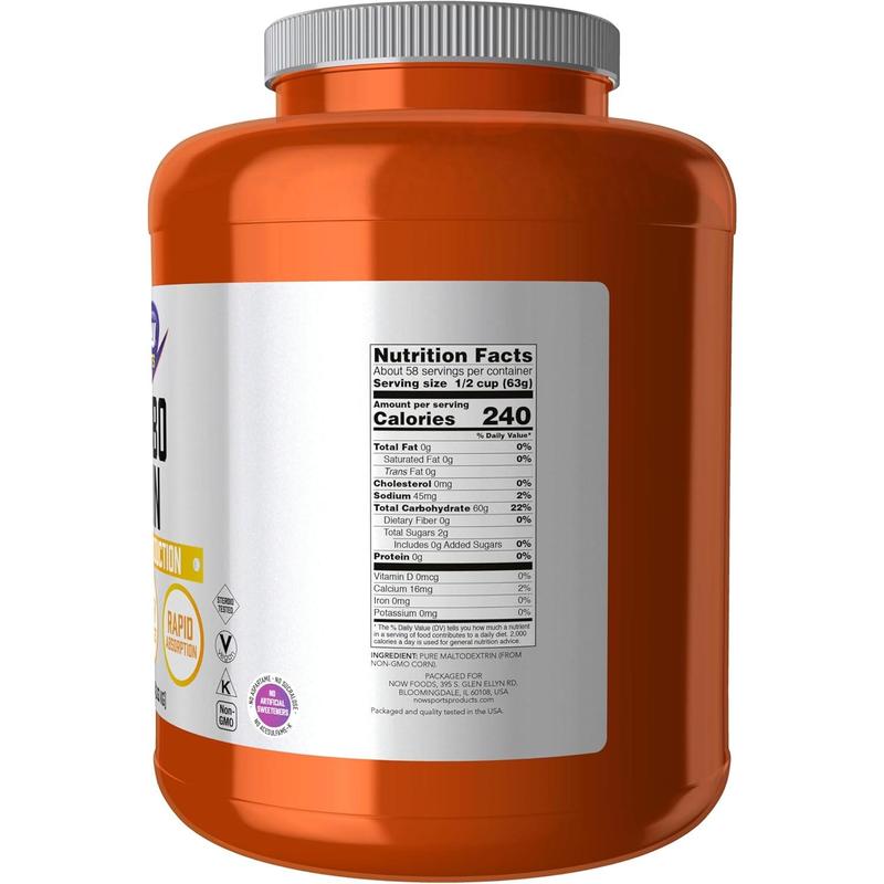 NOW Foods Sports Nutrition, Carbo Gain Powder (Maltodextrin), Rapid Absorption, Energy Production, 8-Pound