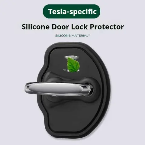 4 Pcs Tesla Silicone Car Door Lock Protective Cover - Protective Vehicle Accessory, Reduces Car Noise, Silent Noise Reduction, Stain Resistant, Exterior Stability, Moisture Barrier