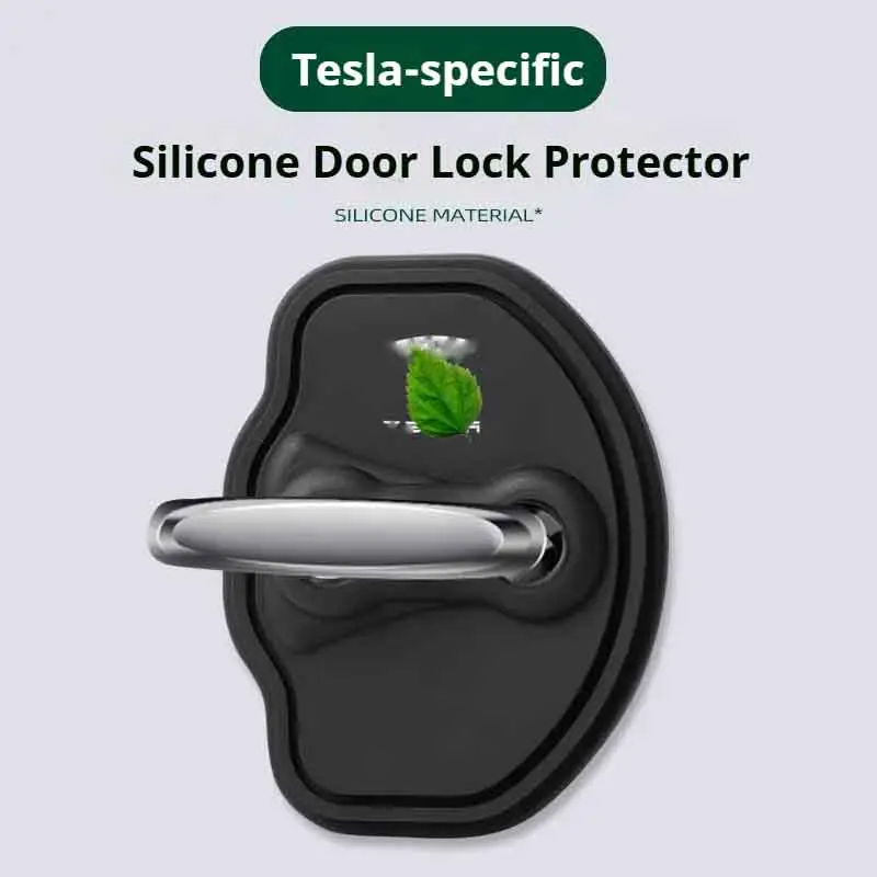 4 Pcs Tesla Silicone Car Door Lock Protective Cover - Protective Vehicle Accessory, Reduces Car Noise, Silent Noise Reduction, Stain Resistant, Exterior Stability, Moisture Barrier