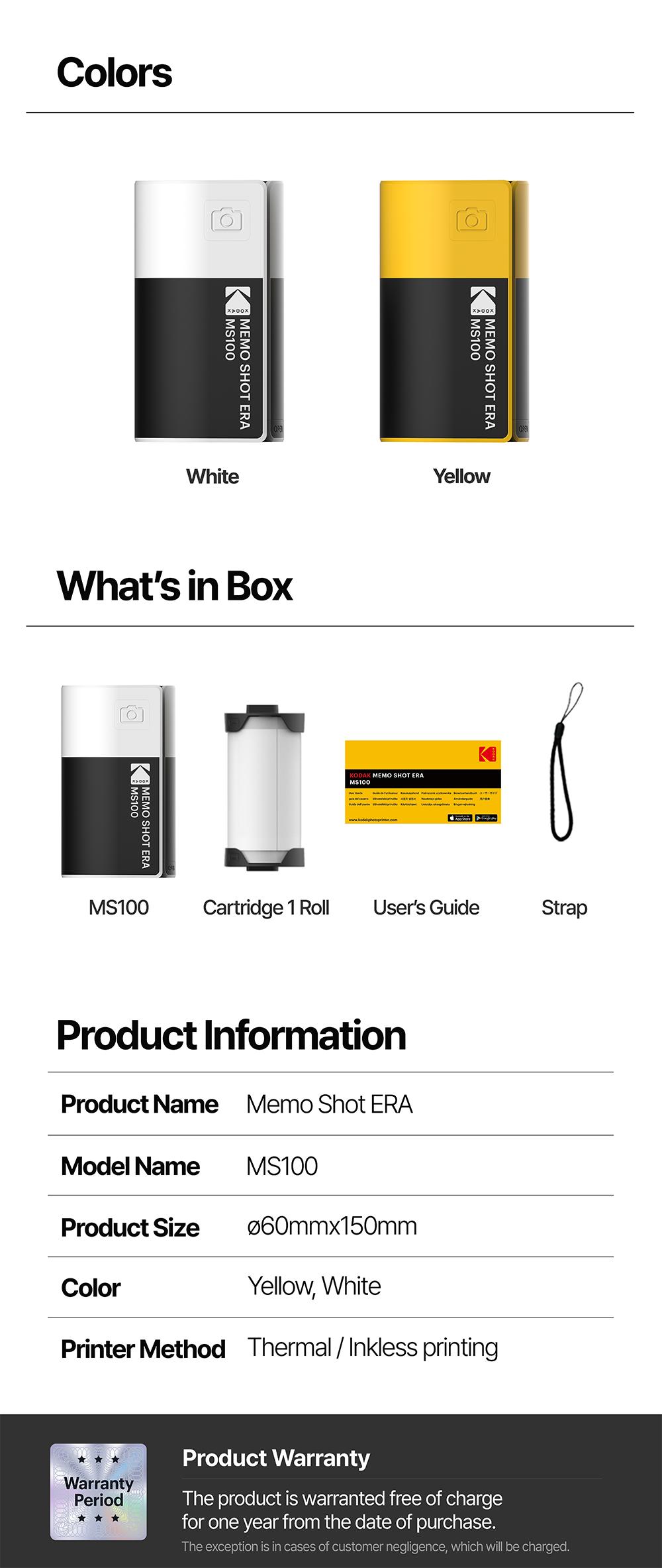 KODAK Memo Shot ERA Label Printer (1.8x2.7inches) bundle (camera with 1 roll + 9 rolls cartridge set) Instant Portable Black and White Sticker Photo Printer