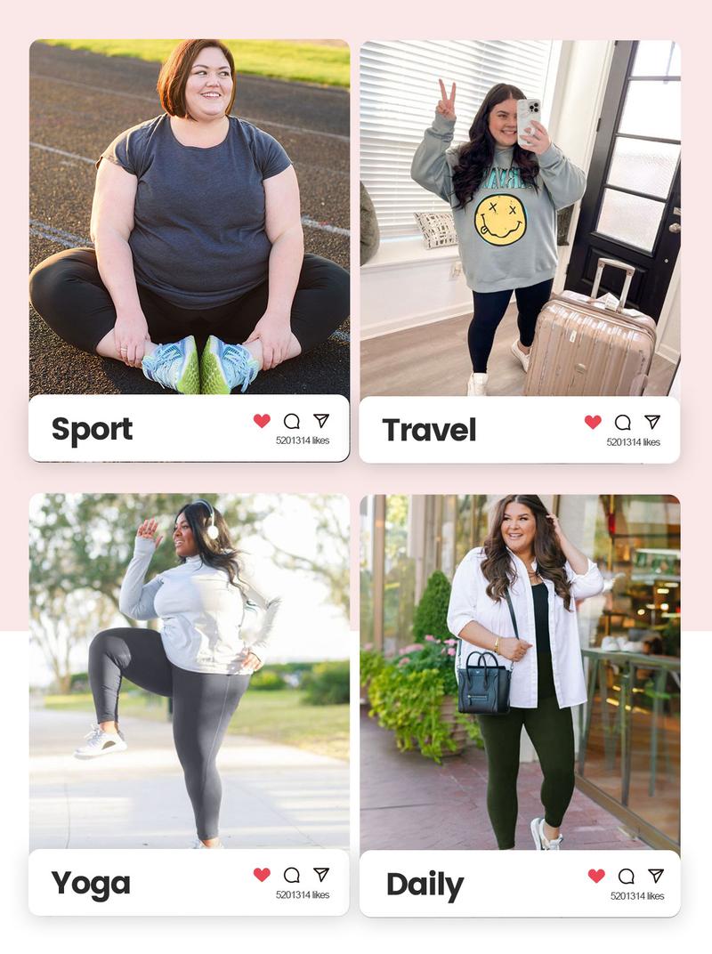 【Plus Size】SHOWITTY 3 Pack Plus Leggins with Pockets for Women, High Stretch High Waist Workout  Comfy Women's Yoga Pants, Basic breathable