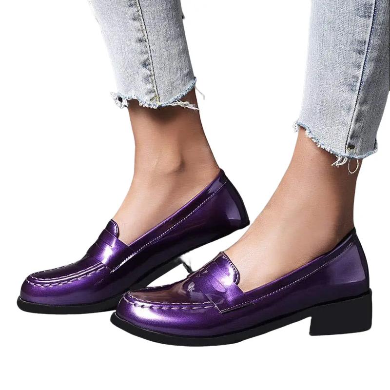 Women's Chunky Heel Platform Mary JanesCoquette Aesthetic Round Toe Pumps in PatentLeather for Casual Wear Solid color Simply wear Oxford shoes  Loafers Footwear Girl