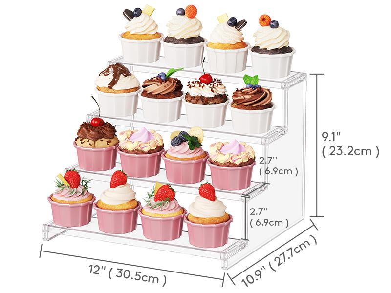 Lifewit 4 Tier Clear Cupcake Stand, Display Shelf for Cupcakes, Desserts, Figurines, Holiday, Birthday, Wedding Party Decor, 12 Inch Plastic Set Lifewit 4 Tier Clear Cupcake Stand, Display Shelf for Cupcakes, Desserts, Figurines, Holiday, Birthday, Wedding Party Decor, 12 Inch Plastic Set
