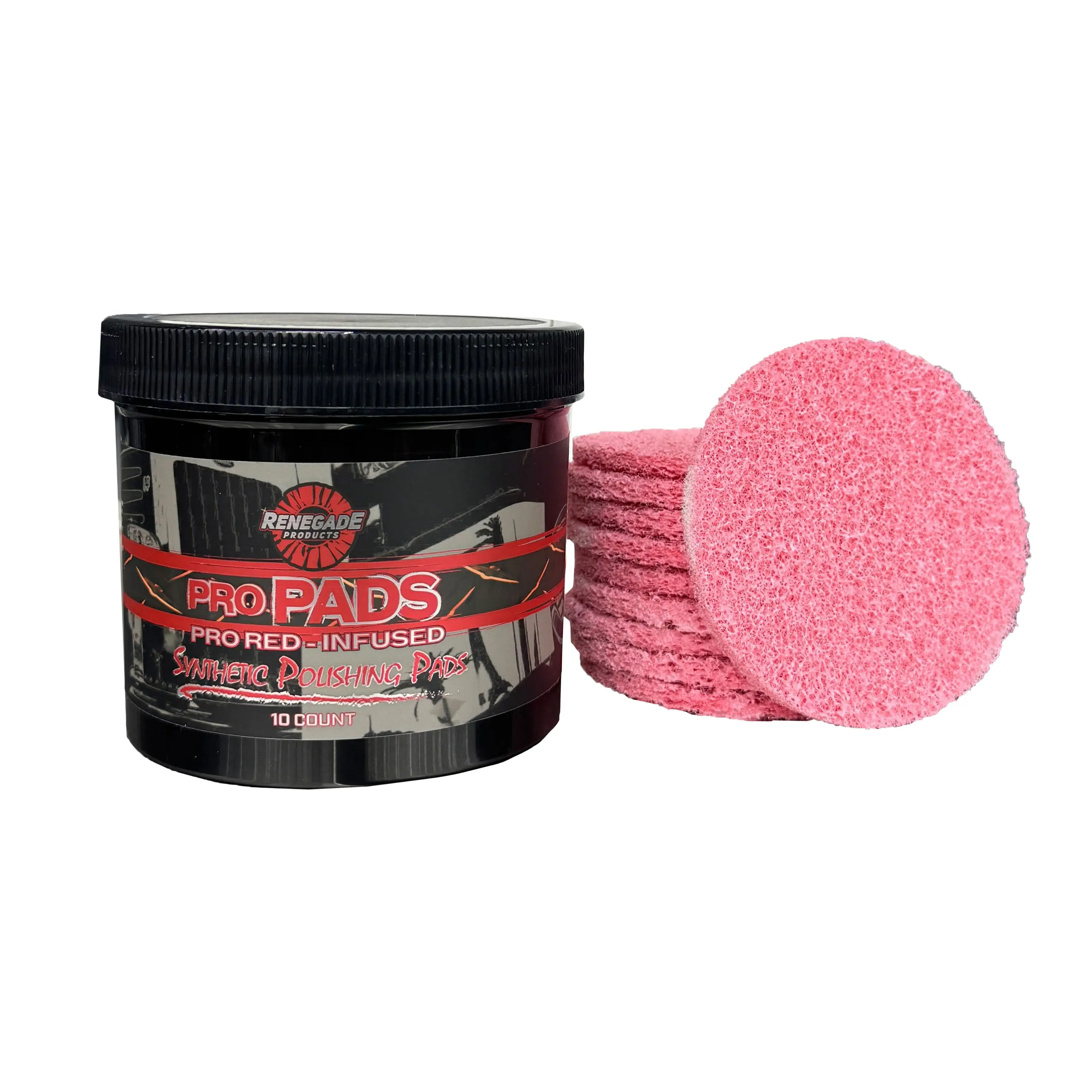 Renegade Products Pro Pads: Renegade Pro Red-Infused Polishing Pads (10 Count) - Synthetic Pads for Aggressive Cutting & Metal Polishing