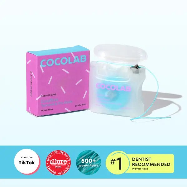 COCOLAB Confetti Cake Dental Floss - Award-Winning, 500+ Woven Fibers, Coated in Coconut Oil for Freshness & Plaque Removal - 33 Yd, 2-Month Supply