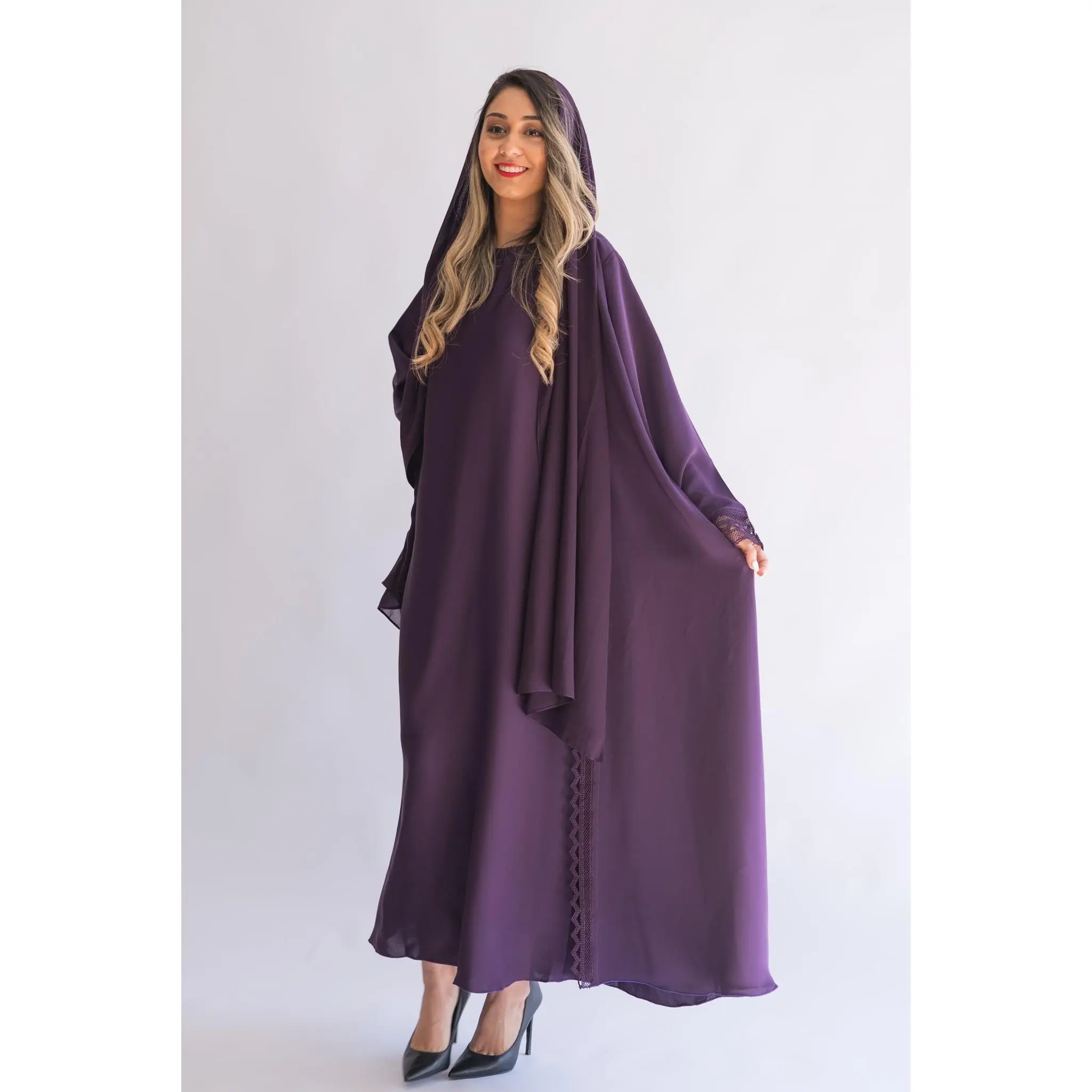 2 pieces moove dantel abaya with sheila