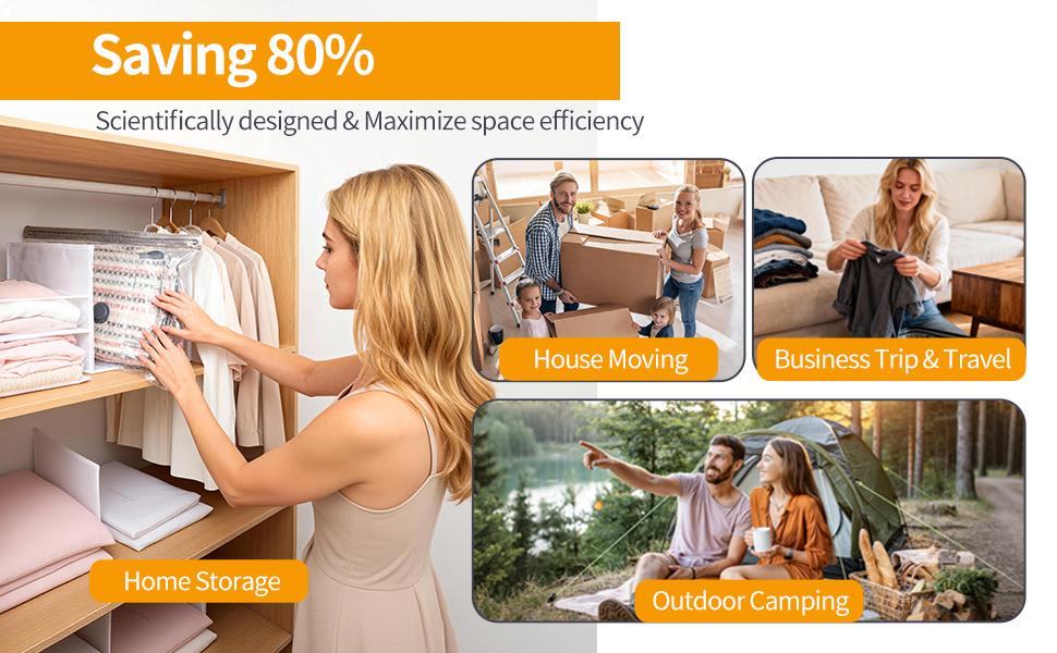 HORTINEST [2026 Upgraded] 15 Pack Travel Vacuum Storage Bags for Clothing with Rechargeable Electric Pump Vacuum Bags for Travel with Rechargeable Electric Pump, Space Saver Bags Carry-on Size Compression Packing Bags for Luggage and Suitcase Organiser