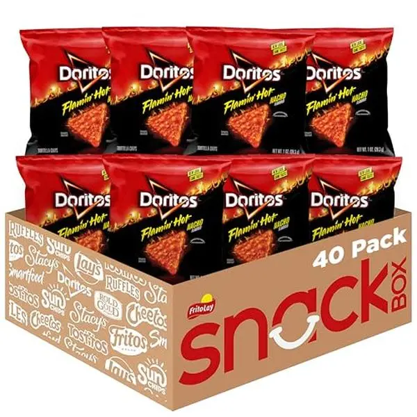 Doritos Flavored Tortilla Chips, Flamin' Hot Nacho, 1 Ounce (Pack of 40)
