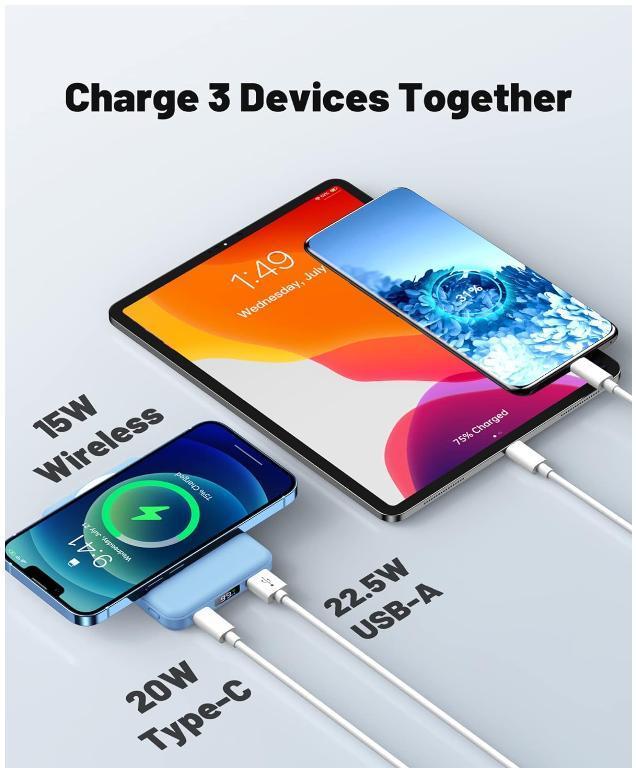 10000mAh Magnetic Power Bank – Portable Charger with Foldable Stand, LED Digital Display, Charge iPhone & Android Devices Simultaneously 10000mAh Magnetic Power Bank – Portable Charger with Foldable Stand, LED Digital Display, Charge iPhone & Android Devices Simultaneously