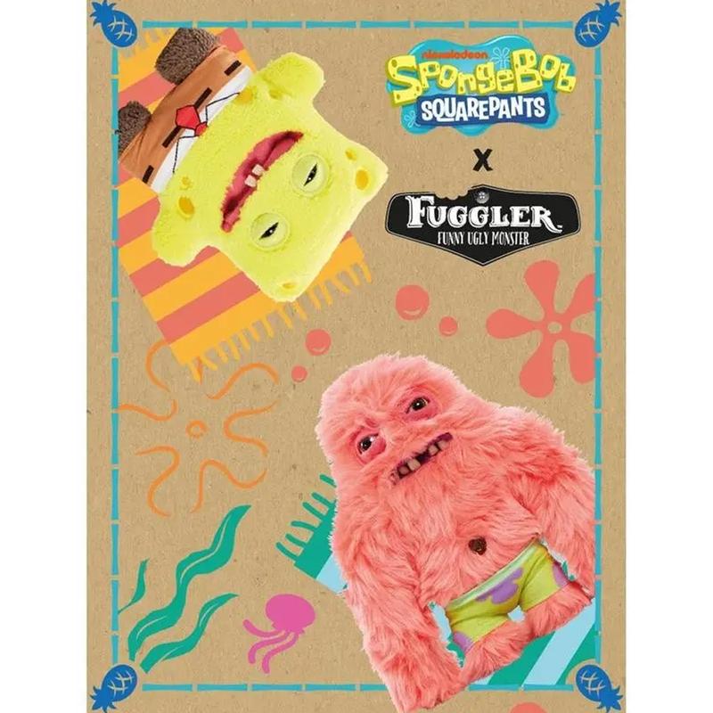 Original Fuggler Spongebob & Patrick 22cm Official Collab Plush, Toothy Ugly-Cute Tooth Monster, Unique Collectible Plush Toy