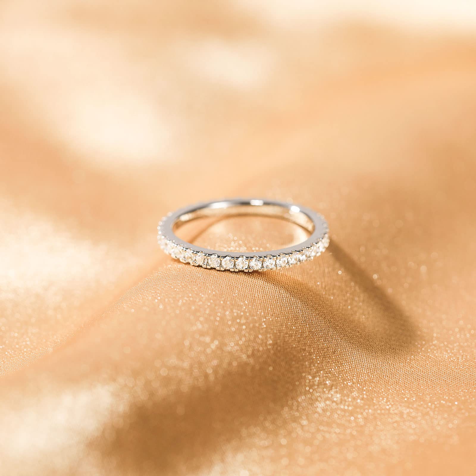 EAMTI 2mm 925 Sterling Silver Wedding Band Cubic Zirconia Full Eternity Stackable Engagement Ring EAMTI 2mm 925 Sterling Silver Wedding Band Cubic Zirconia Full Eternity Stackable Engagement Ring
