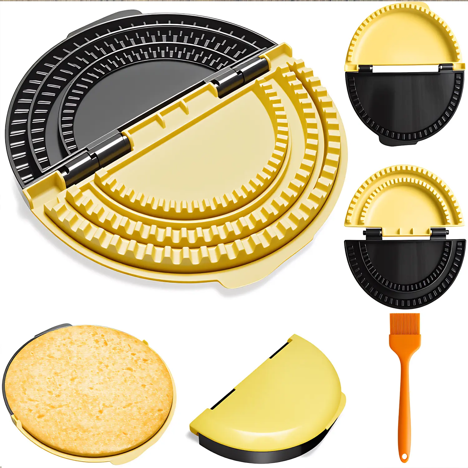 Plastic 3-in-1 Tortilla Sealer Set, Sturdy Detachable Kitchen Utensils & Tools, Adjustable for 6"-8"-10" Crusts, Oil-Resistant Reusable Crimper, BPA-Free for Quesadillas, Tacos