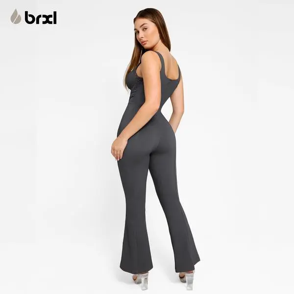 BRXL 【Discount for live】Shapewear Jumpsuit - Faux Denim Jumpsuit For Women Built In Shapewear Tummy Control Jean Romper Full Bodysuits-BRXL-2