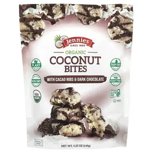 Jennies Macaroons Organic Coconut Bites, with Cacao Nibs & Dark Chocolate, 5.25 oz (149 g)