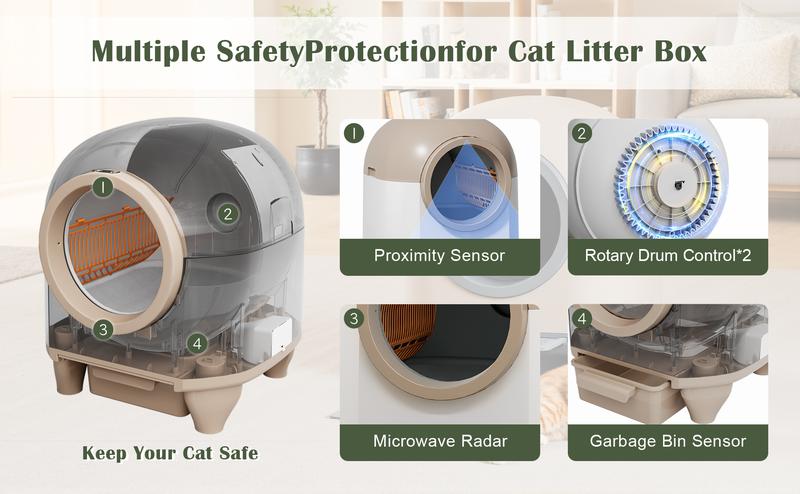 Warcat Smart Low-Noise Auto-Cleaning Litter Box 90L Self Cleaning Cat Litter Box APP-Controlled via 2.4G WiFi with Smart Sensors, Safety Protection, Easy Maintenance, Easy Setup & Clean February Faves